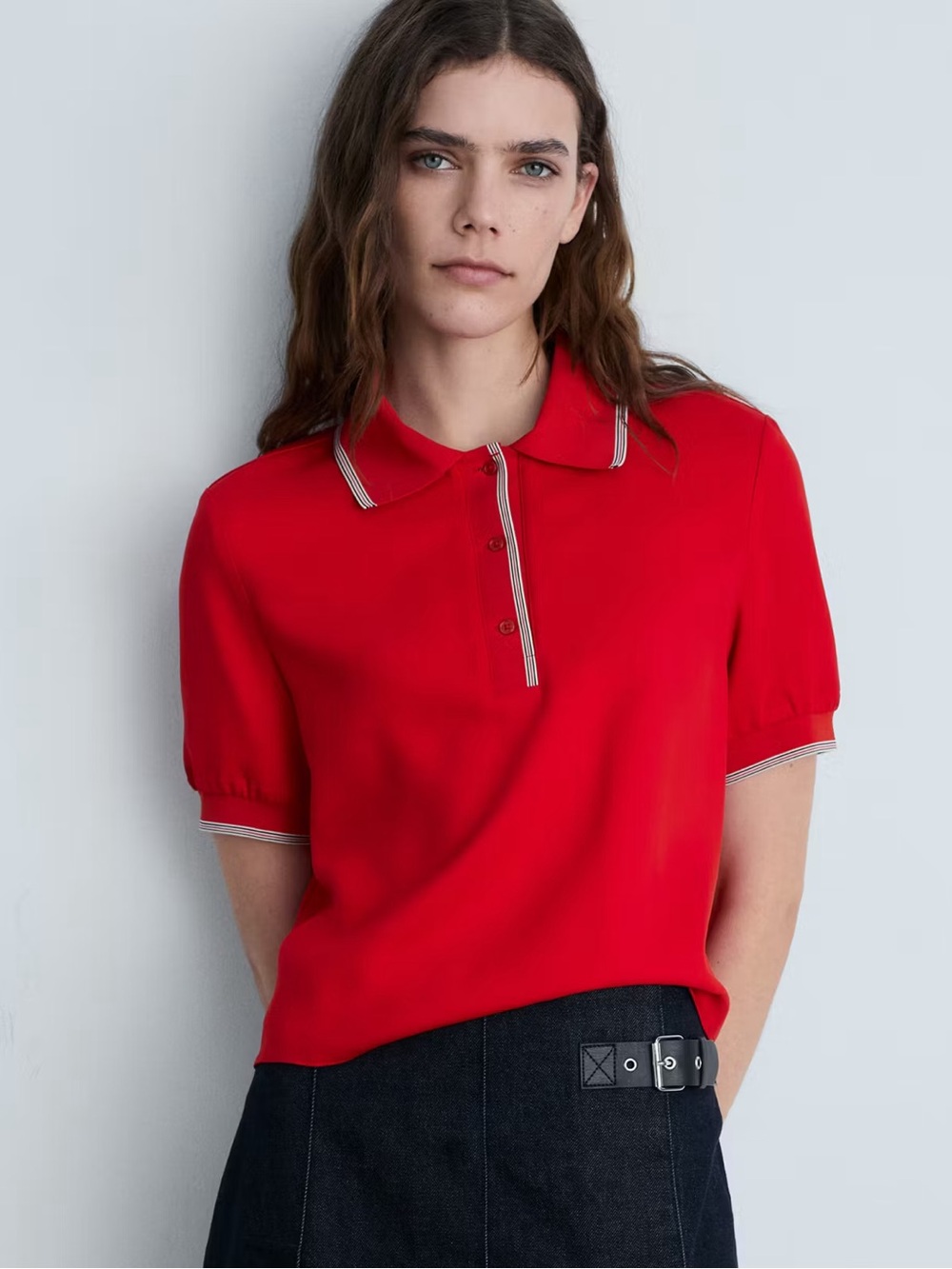 Mango Red Polo shirt with contrasting trim NWT